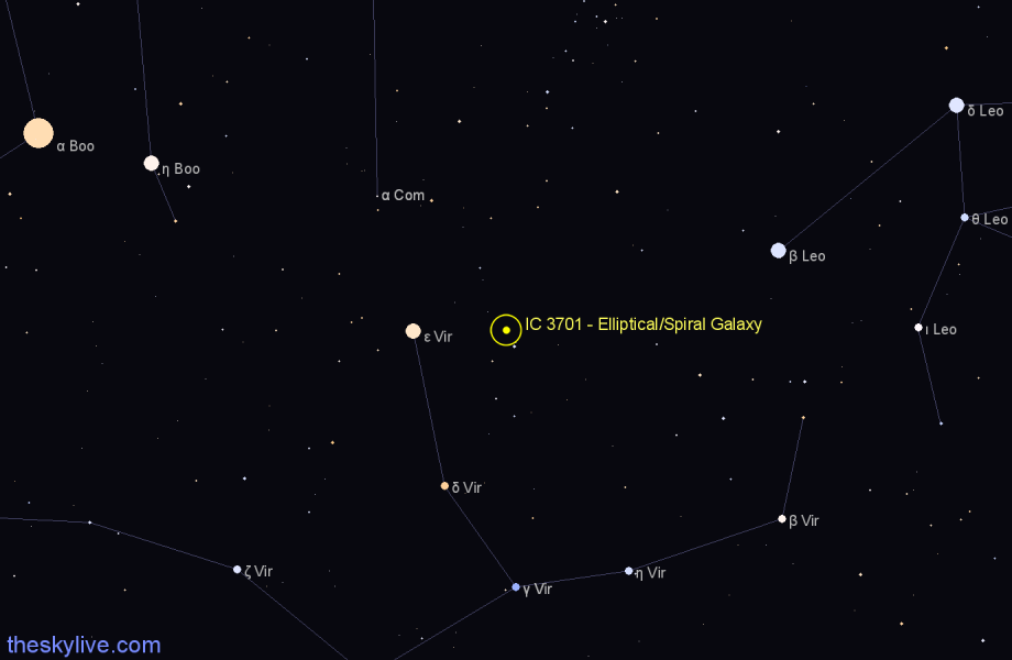 Finder chart IC 3701 - Elliptical/Spiral Galaxy in Virgo star