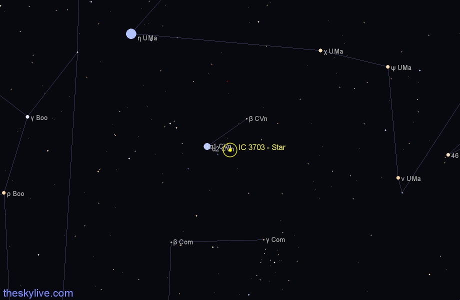 Finder chart IC 3703 - Star in Canes Venatici star