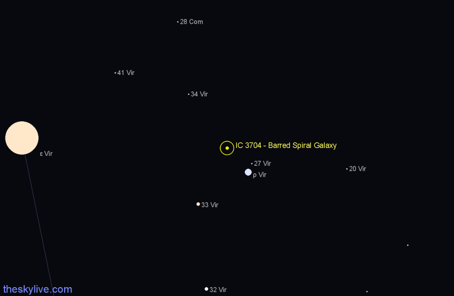 Finder chart IC 3704 - Barred Spiral Galaxy in Virgo star