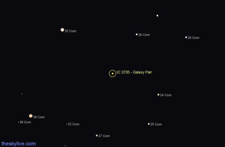 Finder chart IC 3705 - Galaxy Pair in Coma Berenices star