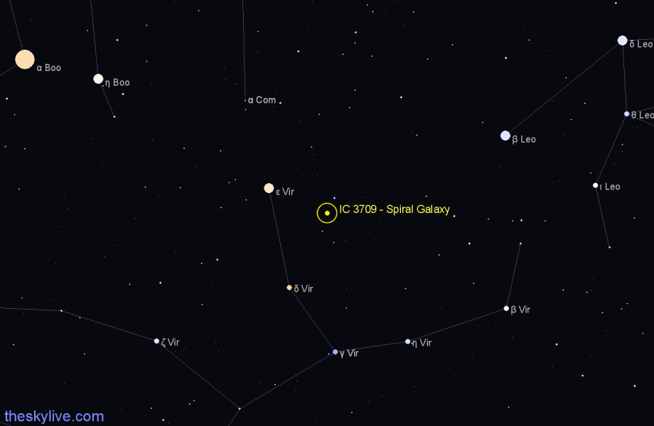 Finder chart IC 3709 - Spiral Galaxy in Virgo star