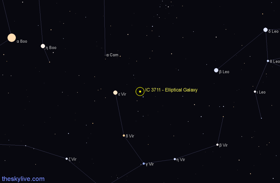 Finder chart IC 3711 - Elliptical Galaxy in Virgo star