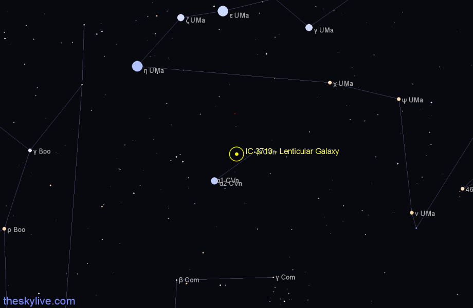 Finder chart IC 3713 - Lenticular Galaxy in Canes Venatici star