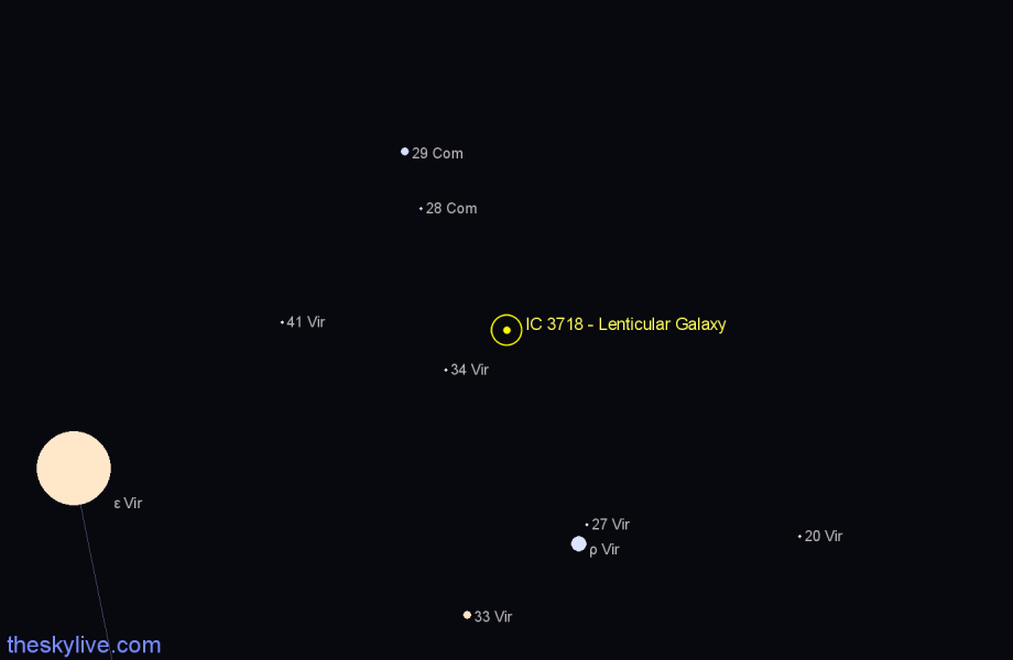 Finder chart IC 3718 - Lenticular Galaxy in Virgo star