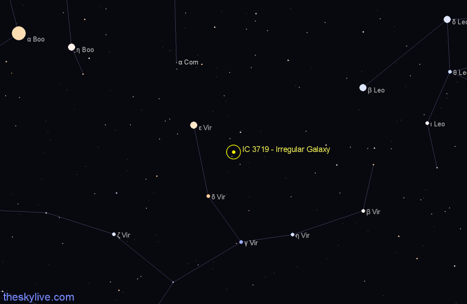 Finder chart IC 3719 - Irregular Galaxy in Virgo star