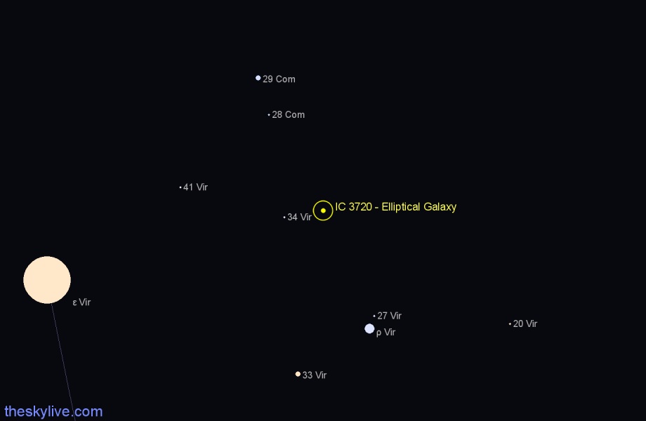 Finder chart IC 3720 - Elliptical Galaxy in Virgo star