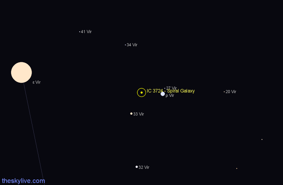 Finder chart IC 3724 - Spiral Galaxy in Virgo star