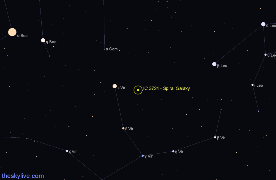Finder chart IC 3724 - Spiral Galaxy in Virgo star