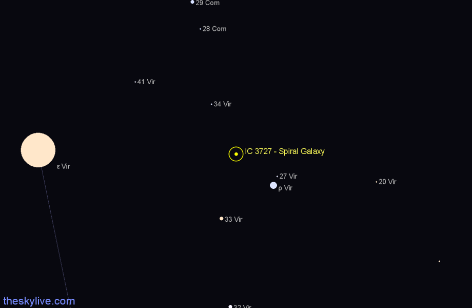 Finder chart IC 3727 - Spiral Galaxy in Virgo star