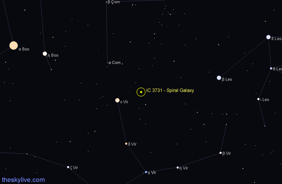 Finder chart IC 3731 - Spiral Galaxy in Virgo star