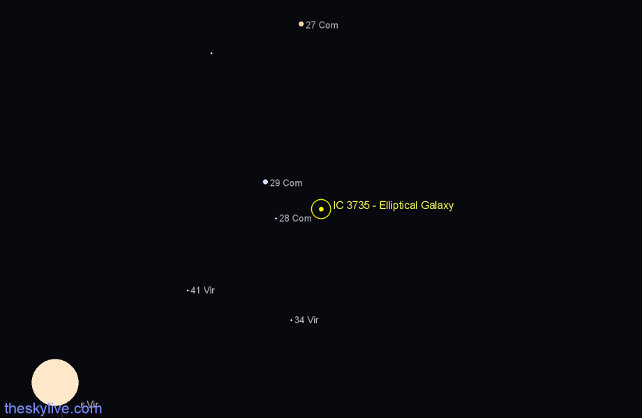 Finder chart IC 3735 - Elliptical Galaxy in Coma Berenices star