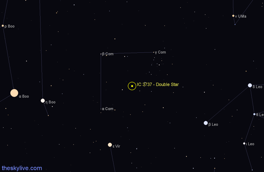 Finder chart IC 3737 - Double Star in Coma Berenices star