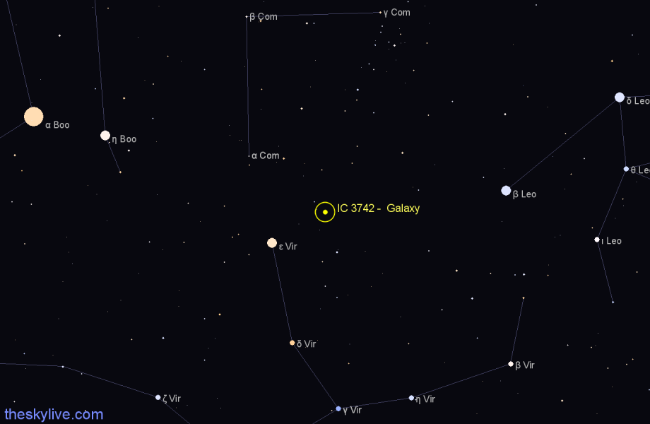 Finder chart IC 3742 -  Galaxy in Virgo star