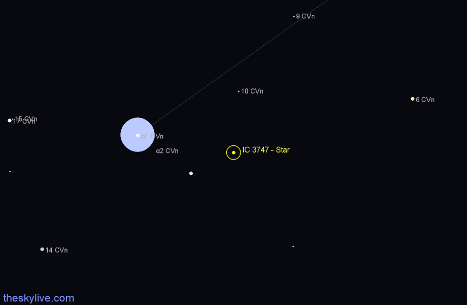 Finder chart IC 3747 - Star in Canes Venatici star
