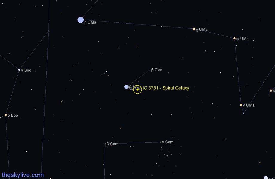 Finder chart IC 3751 - Spiral Galaxy in Canes Venatici star