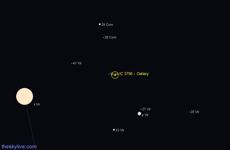 Finder chart IC 3756 -  Galaxy in Virgo star