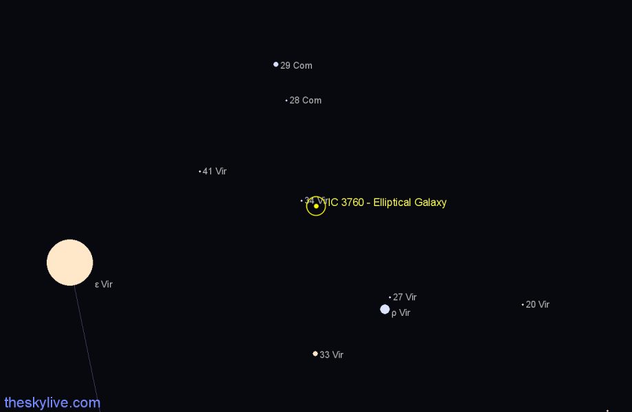 Finder chart IC 3760 - Elliptical Galaxy in Virgo star