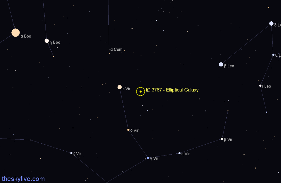 Finder chart IC 3767 - Elliptical Galaxy in Virgo star