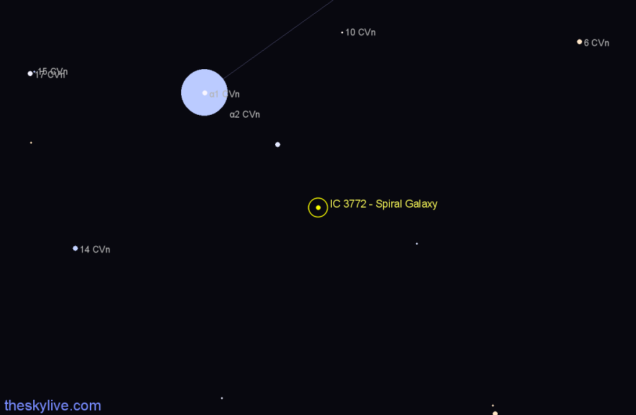 Finder chart IC 3772 - Spiral Galaxy in Canes Venatici star