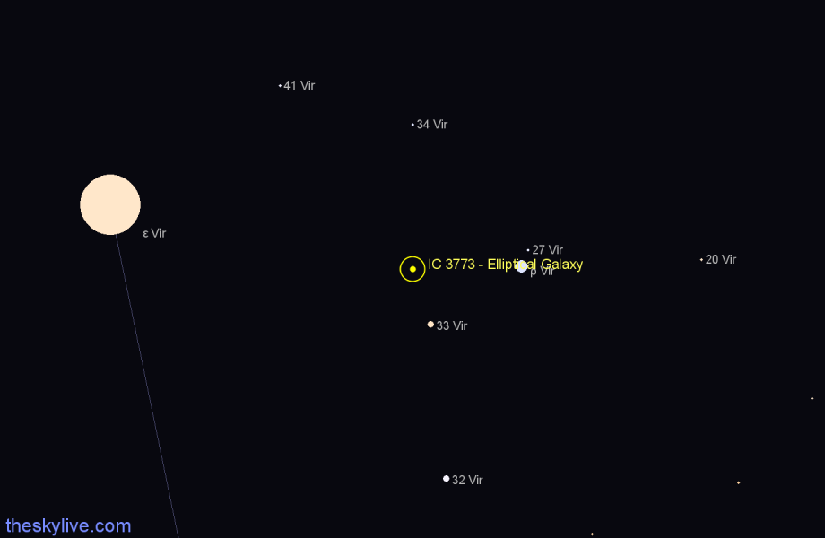 Finder chart IC 3773 - Elliptical Galaxy in Virgo star