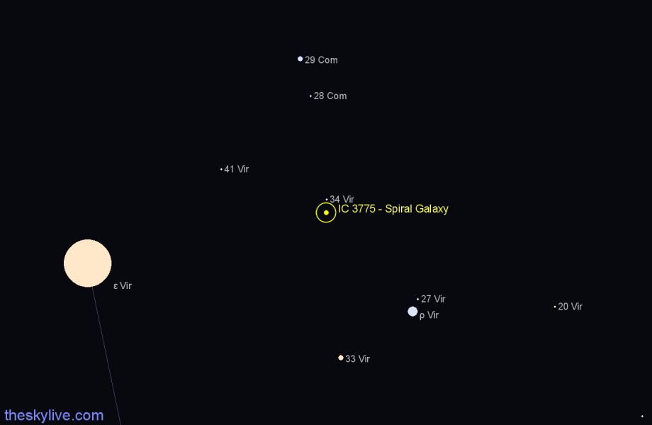 Finder chart IC 3775 - Spiral Galaxy in Virgo star