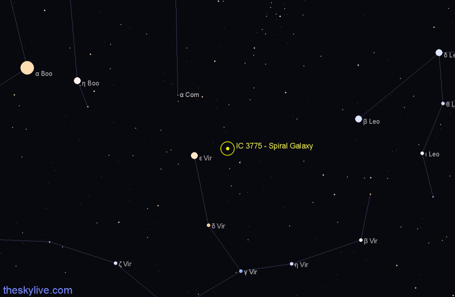 Finder chart IC 3775 - Spiral Galaxy in Virgo star