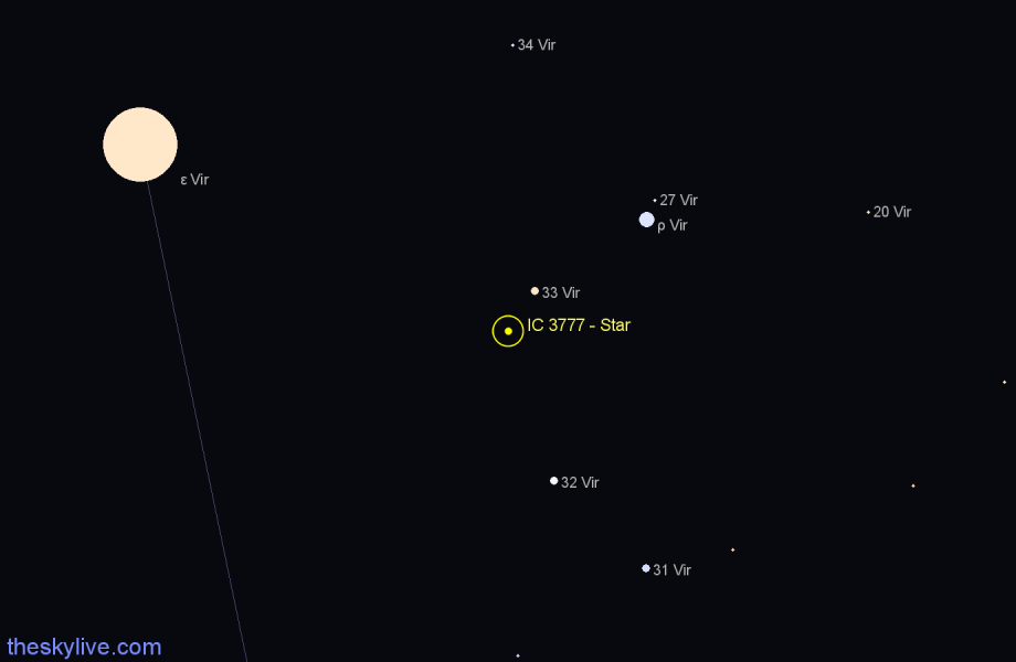 Finder chart IC 3777 - Star in Virgo star
