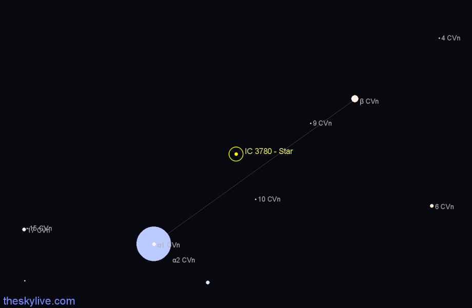 Finder chart IC 3780 - Star in Canes Venatici star