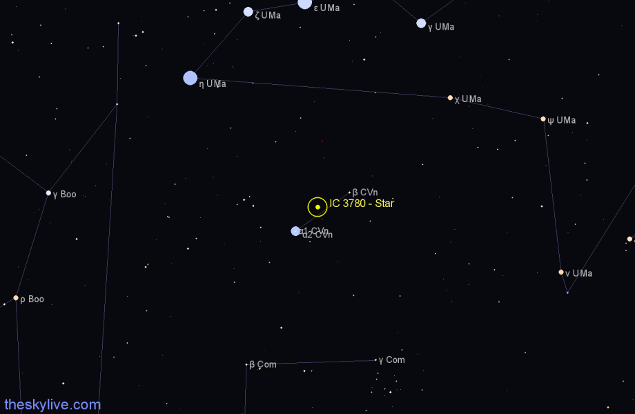 Finder chart IC 3780 - Star in Canes Venatici star