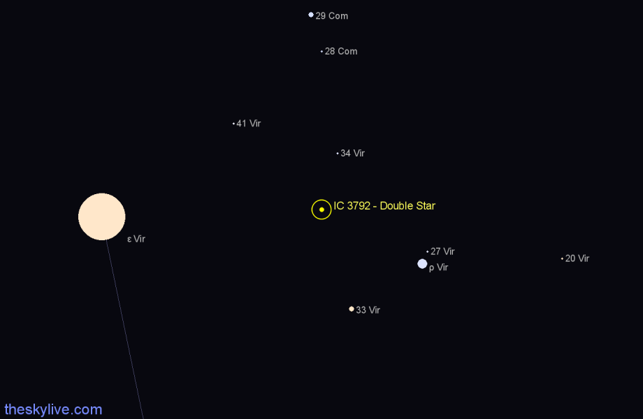 Finder chart IC 3792 - Double Star in Virgo star
