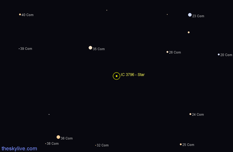 Finder chart IC 3796 - Star in Coma Berenices star