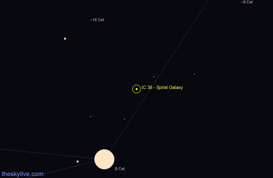 Finder chart IC 38 - Spiral Galaxy in Cetus star