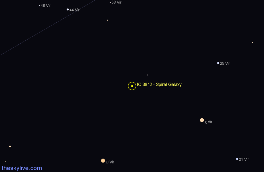 Finder chart IC 3812 - Spiral Galaxy in Virgo star