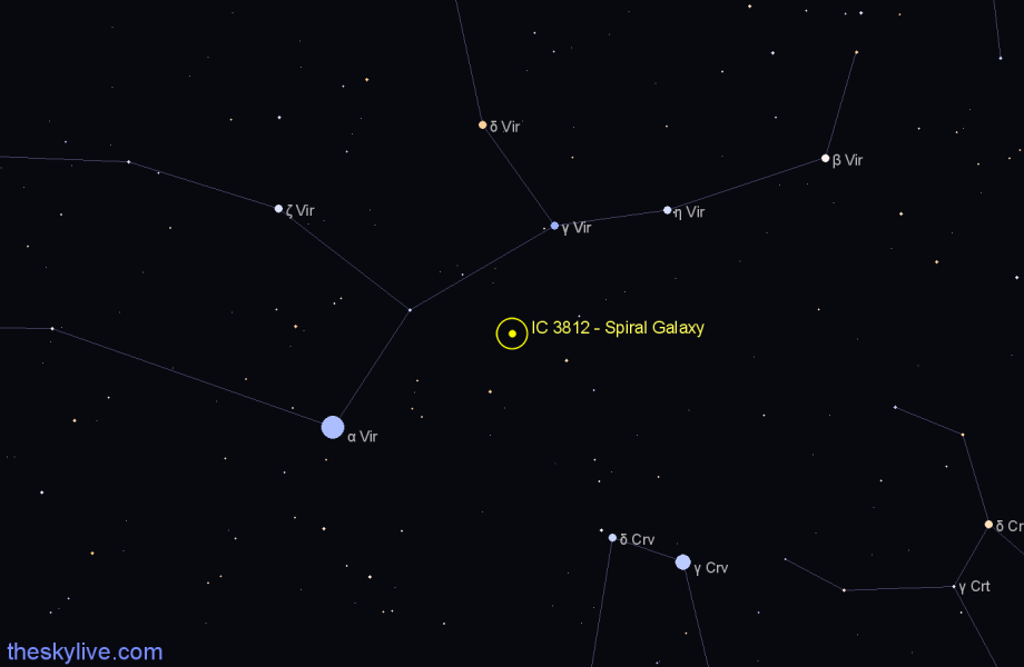 Finder chart IC 3812 - Spiral Galaxy in Virgo star