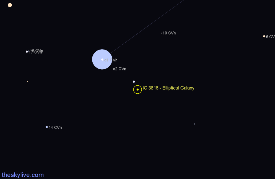 Finder chart IC 3816 - Elliptical Galaxy in Canes Venatici star