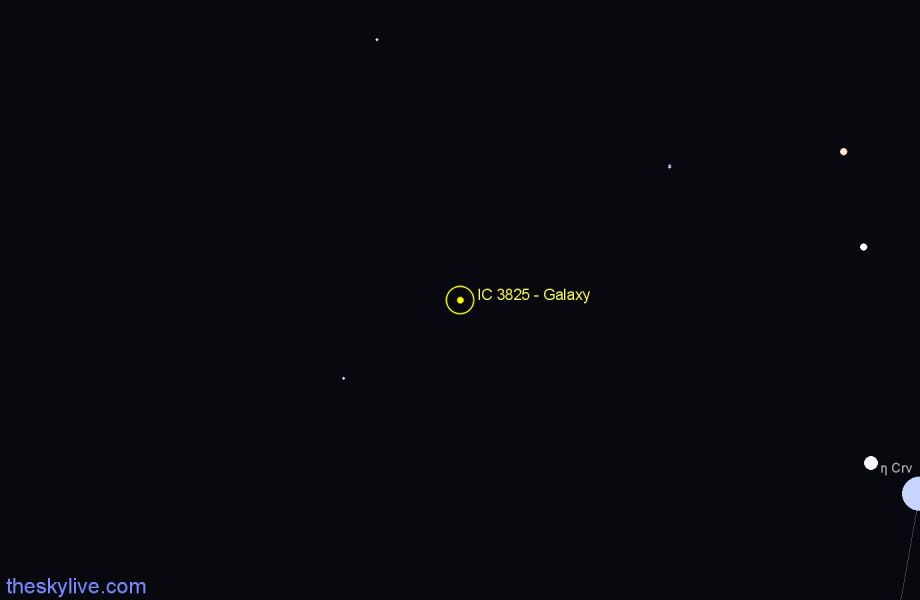 Finder chart IC 3825 - Galaxy in Corvus star