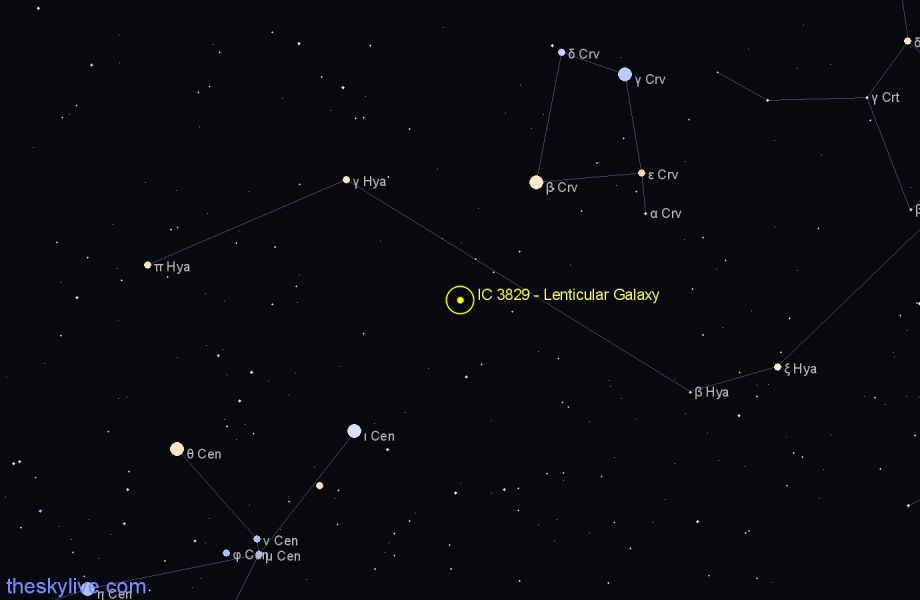 Finder chart IC 3829 - Lenticular Galaxy in Hydra star