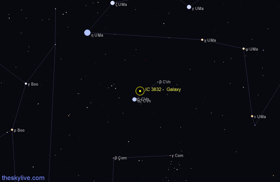 Finder chart IC 3832 -  Galaxy in Canes Venatici star