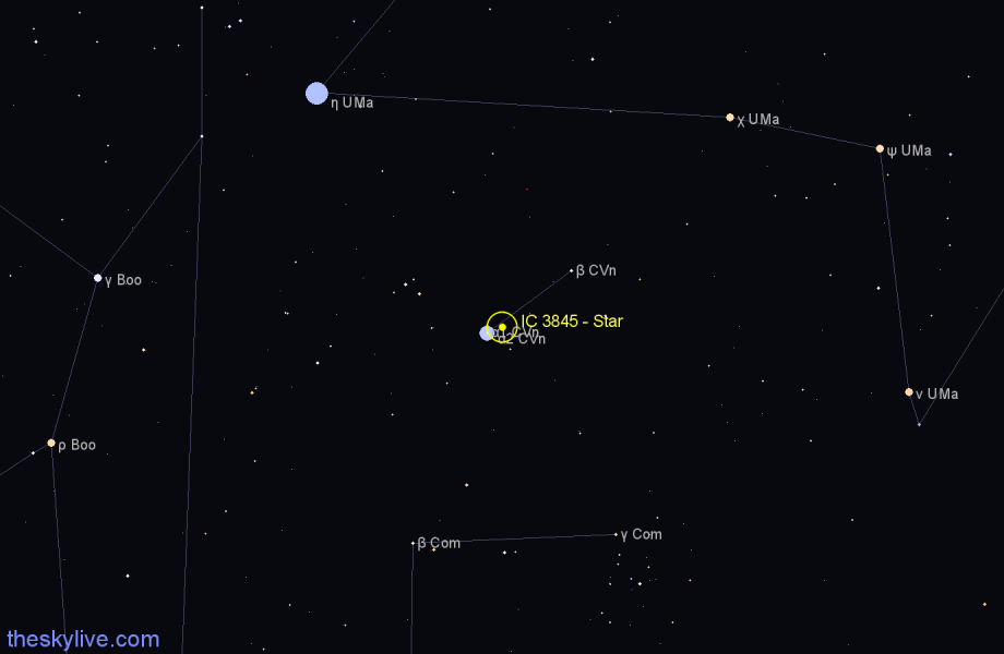 Finder chart IC 3845 - Star in Canes Venatici star