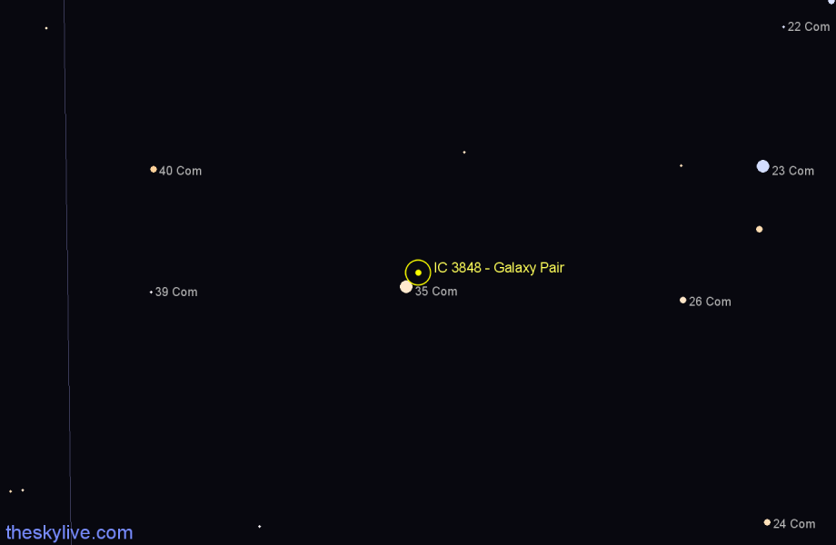 Finder chart IC 3848 - Galaxy Pair in Coma Berenices star
