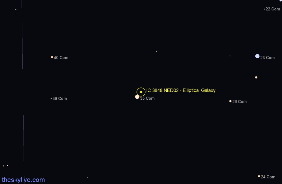 Finder chart IC 3848 NED02 - Elliptical Galaxy in Coma Berenices star