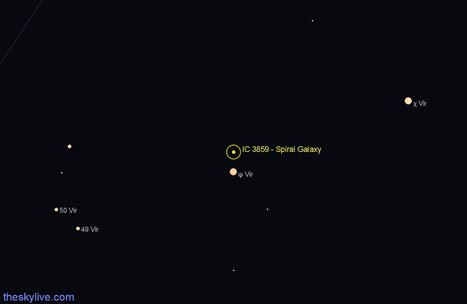 Finder chart IC 3859 - Spiral Galaxy in Virgo star