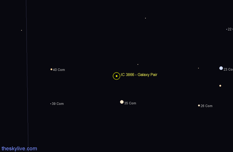 Finder chart IC 3866 - Galaxy Pair in Coma Berenices star
