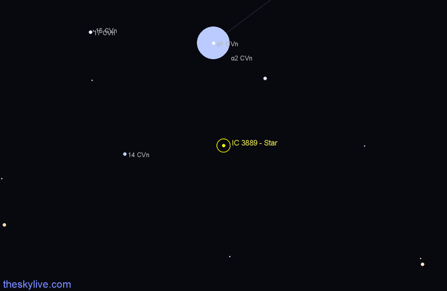 Finder chart IC 3889 - Star in Canes Venatici star