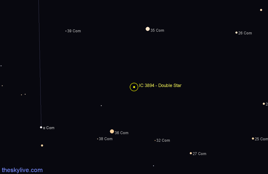 Finder chart IC 3894 - Double Star in Coma Berenices star