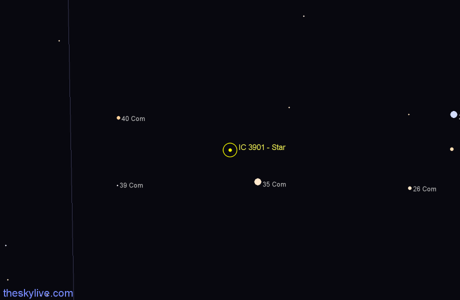 Finder chart IC 3901 - Star in Coma Berenices star
