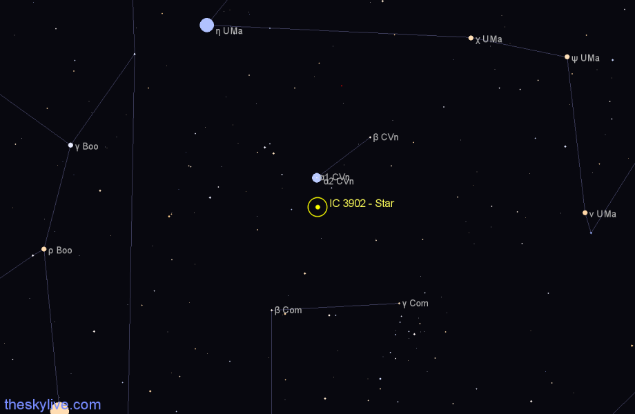 Finder chart IC 3902 - Star in Canes Venatici star