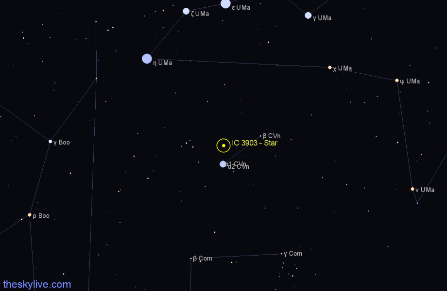 Finder chart IC 3903 - Star in Canes Venatici star