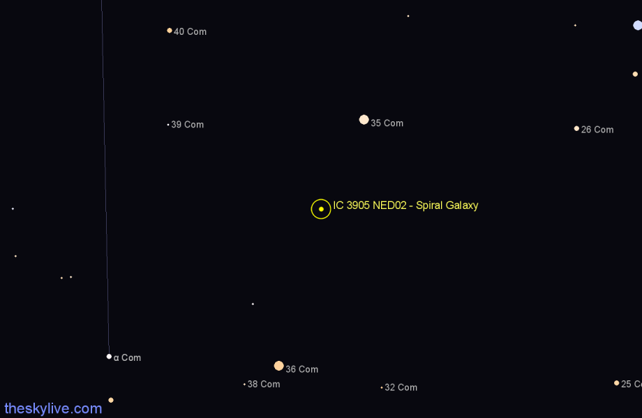 Finder chart IC 3905 NED02 - Spiral Galaxy in Coma Berenices star