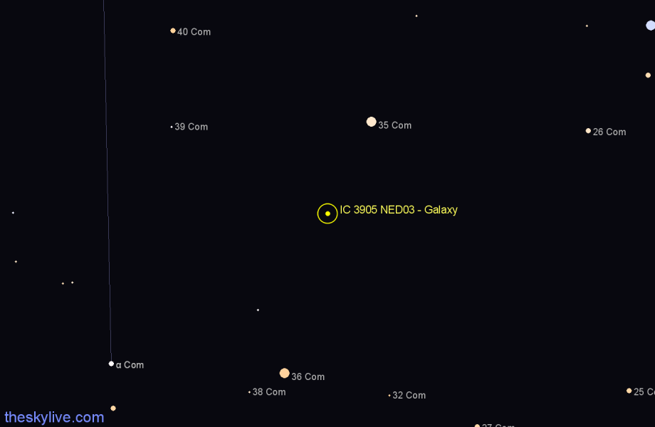 Finder chart IC 3905 NED03 - Galaxy in Coma Berenices star